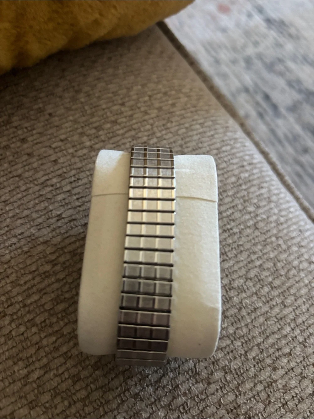 Tommy Hilfiger Silver Stainless Steel Rectangular Watch with Blue Hands